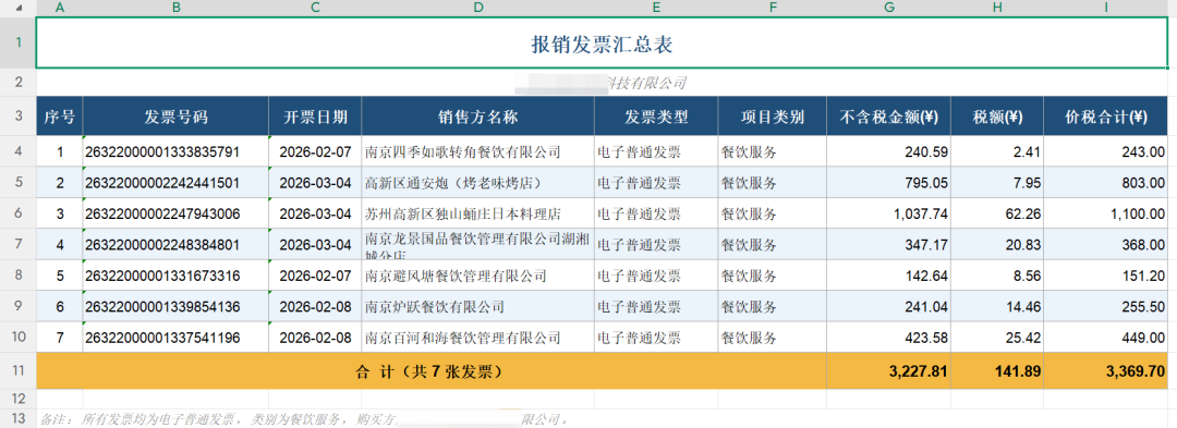 发票台账
